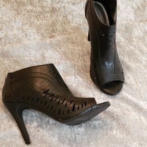 Xappeal Black Peep Toe Bootie Stilettos (Size 8)